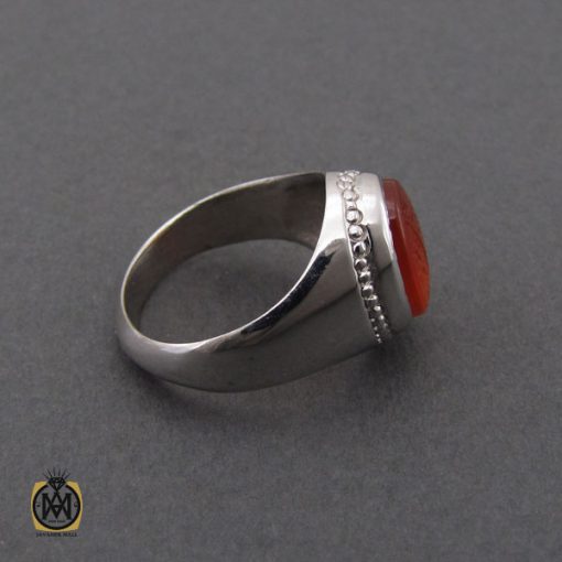 انگشتر عقیق یمن با حکاکی سوره توحید مردانه دست ساز - کد 10487 - تصویر 3