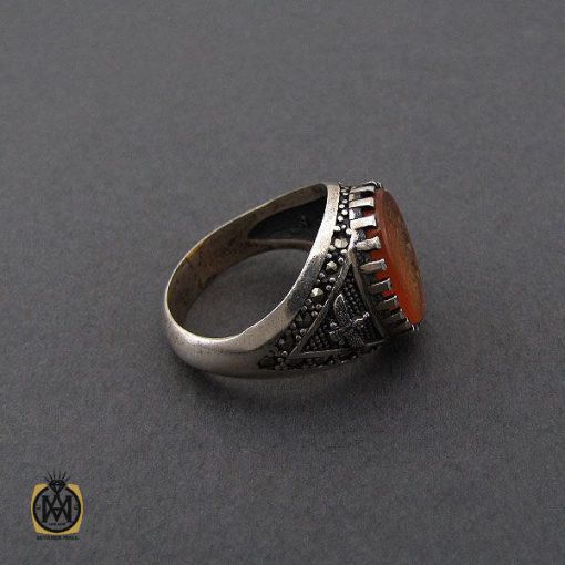 2 انگشتر عقیق یمن با حکاکی عباس اشجع الناس مردانه - کد 10492 - تصویر 2