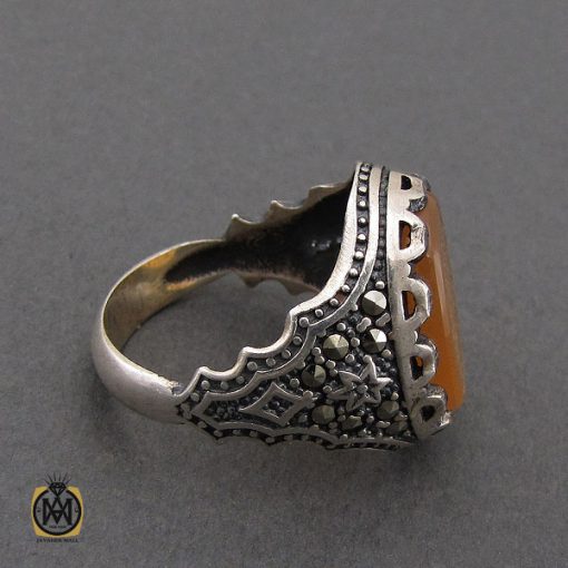 2 انگشتر عقیق یمن با حکاکی ماشاالله لا قوه الا بالله ان ترن انا اقل منک مالا و ولدا مردانه – کد 10494 - تصویر 2