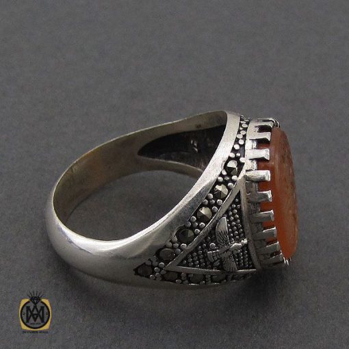 انگشتر عقیق یمن با حکاکی علی رکن الایمان مردانه – کد 10499 - تصویر 2