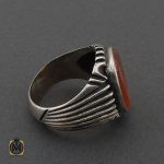 انگشتر عقیق یمن شرف الشمس با حکاکی ماشاءالله لا قوه الا بالله ان ترن انا اقل منک مالا و ولدا مردانه - کد 10411 - تصویر 2