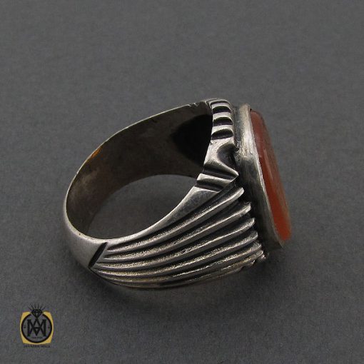 انگشتر عقیق یمن شرف الشمس با حکاکی ماشاءالله لا قوه الا بالله ان ترن انا اقل منک مالا و ولدا مردانه - کد 10411 - تصویر 2