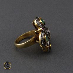 انگشتر الماس اصل و زمرد طرح نوشاد زنانه - کد 2184 انگشتر الماس اصل و زمرد طرح نوشاد زنانه - کد 2184