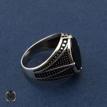 2 انگشتر عقیق مشکی مردانه - کد 10434 - تصویر 2