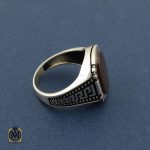 انگشتر عقیق سلیمانی طرح ورساچه مردانه - کد 10439 - تصویر 2