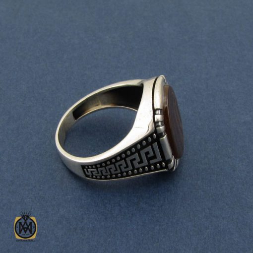 انگشتر عقیق سلیمانی طرح ورساچه مردانه - کد 10439 - تصویر 2