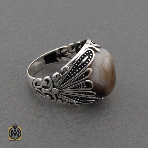 انگشتر عقیق سلیمانی مردانه - کد 10441 - تصویر 2