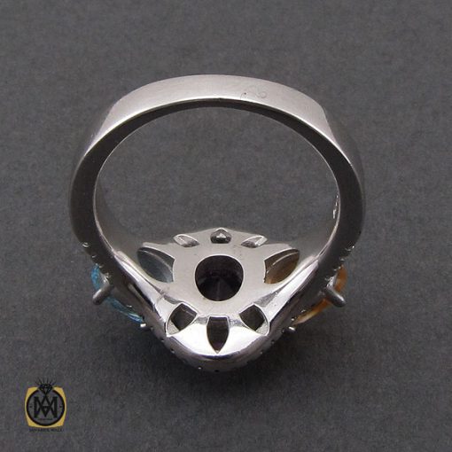 انگشتر آمتیست، سیترین و توپاز آبی طرح روناک زنانه - کد 2209 - تصویر 3