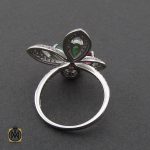 3 انگشتر یاقوت سرخ و زمرد طرح پروانه زنانه - کد 2210 - تصویر 3