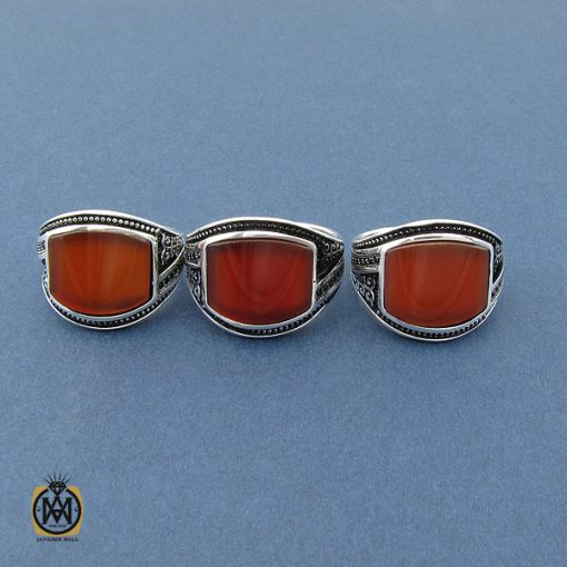 انگشتر عقیق قرمز منحنی اسپرت مردانه - کد 10468 - تصویر 3