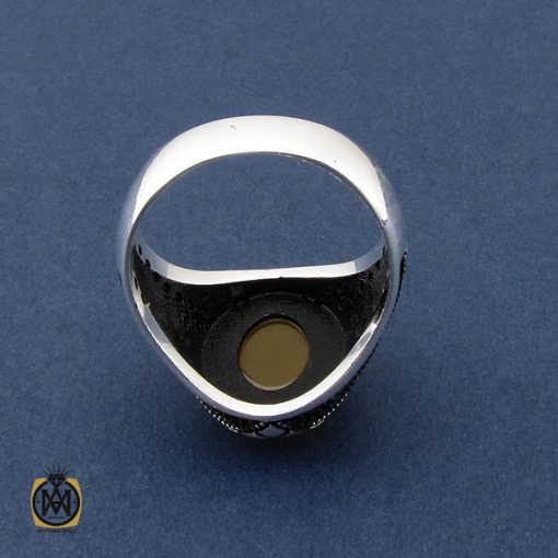 انگشتر عقیق زرد مردانه - کد 10470 - تصویر 3