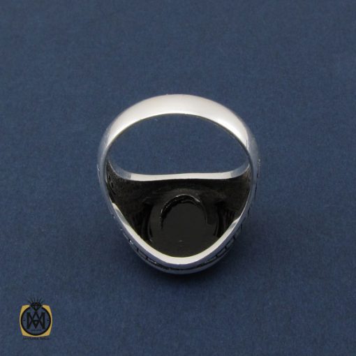 انگشتر عقیق مشکی مردانه - کد 10478 - تصویر 3