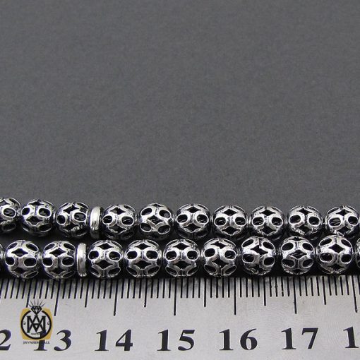 3 تسبیح 33 دانه نقره گرد طرح شبکه - کد 4316 - تصویر 4