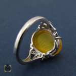 3 انگشتر عقیق زرد با حکاکی شرف الشمس طرح درسا زنانه - کد 2252 - تصویر 3
