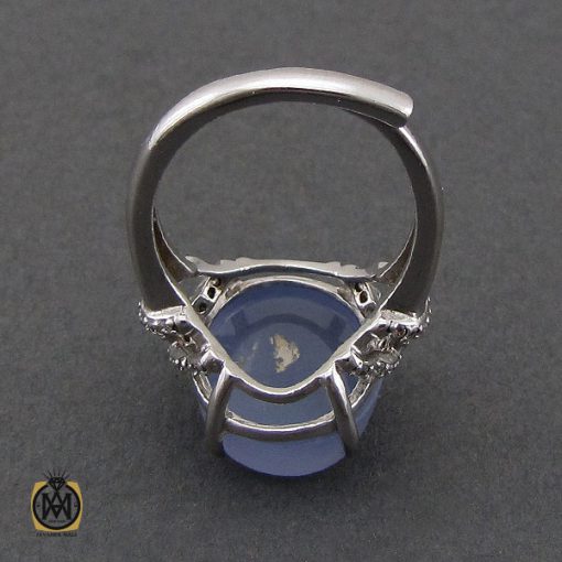 انگشتر عقیق کبود یمن طرح سروین زنانه - کد 2257 - تصویر 3