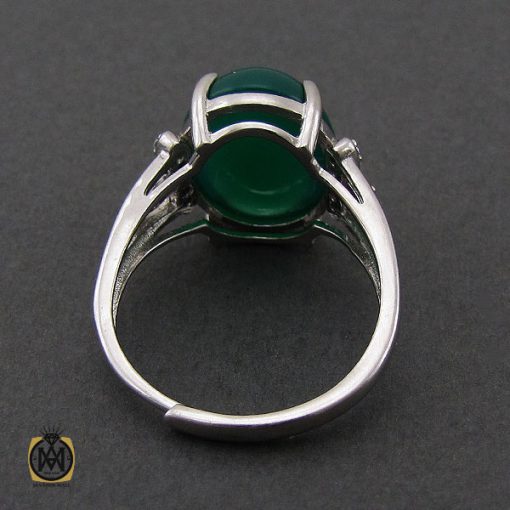 3 انگشتر عقیق سبز طرح شکوفه زنانه - کد 2260 - تصویر 3