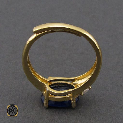 انگشتر یاقوت کبود خوش رنگ طرح عسل زنانه - کد 2265 - تصویر 3