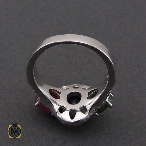 3 انگشتر یاقوت و زمرد زنانه اصل و معدنی طرح غنچه - کد 2267 - تصویر 3