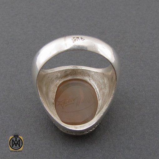 انگشتر عقیق یمن شرف الشمس با حکاکی یا فاطمه الزهرا مردانه - کد 10410 - تصویر 4