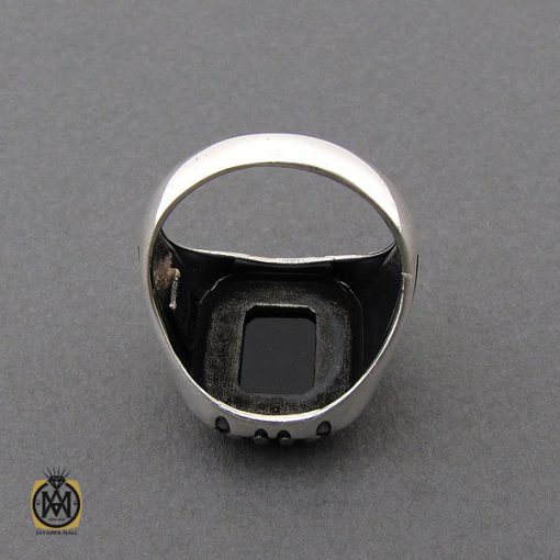 انگشتر عقیق مشکی مردانه - کد 10427 - تصویر 3