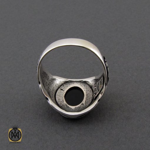 انگشتر عقیق مشکی مردانه - کد 10429 - تصویر 4