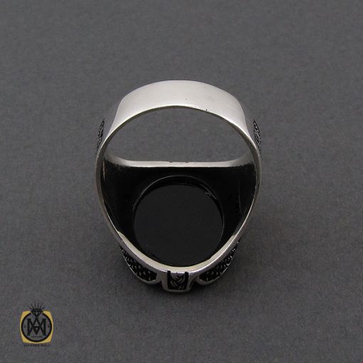 انگشتر عقیق مشکی مردانه - کد 10431 - تصویر 3