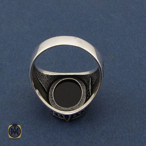 3 انگشتر عقیق مشکی مردانه - کد 10434 - تصویر 3