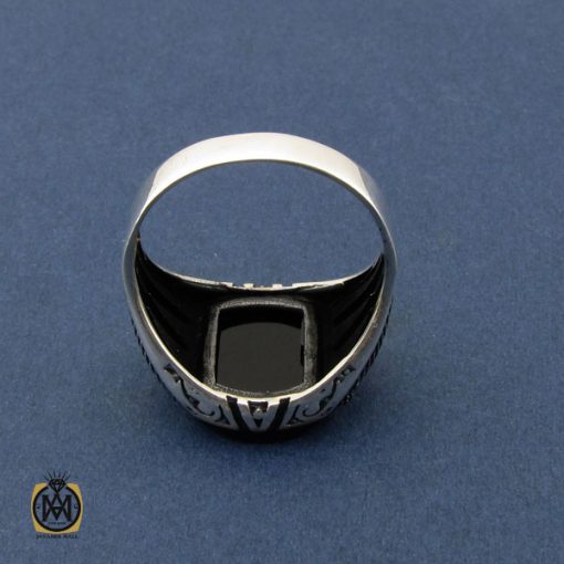 3 انگشتر عقیق مشکی مردانه - کد 10435 - تصویر 3