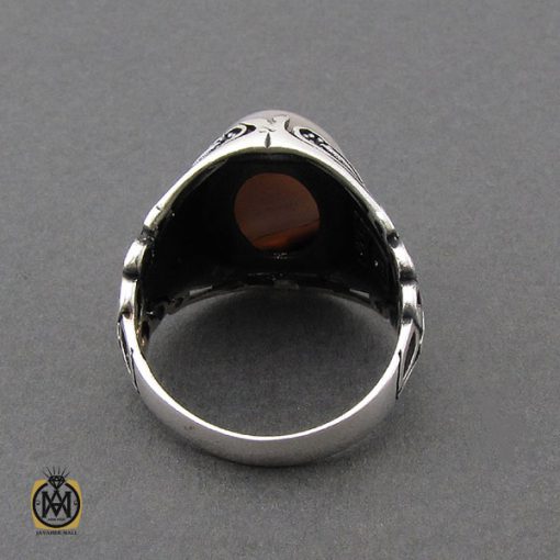 انگشتر عقیق سلیمانی مردانه - کد 10441 - تصویر 3