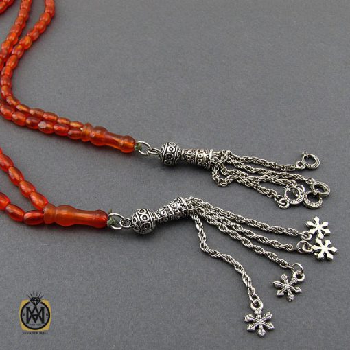 تسبیح 101 دانه عقیق یمن خوش رنگ و فاخر - کد 4296 - تصویر 4