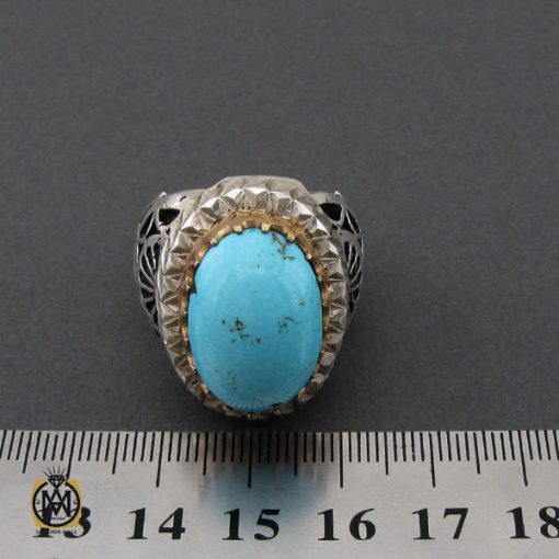 انگشتر فیروزه نیشابوری مردانه مرغوب و درشت - 10454 - تصویر 4