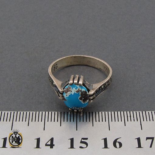 انگشتر فیروزه نیشابوری و مارکازیت طرح آذین زنانه - کد 2202 - تصویر 4