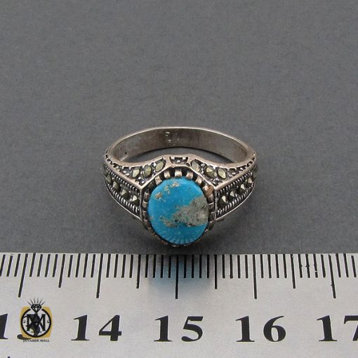 انگشتر فیروزه نیشابوری و مارکازیت طرح آیدا زنانه - کد 2203 - تصویر 4