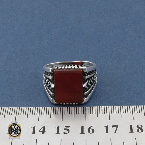 انگشتر عقیق قرمز مردانه - کد 10467 - تصویر 4