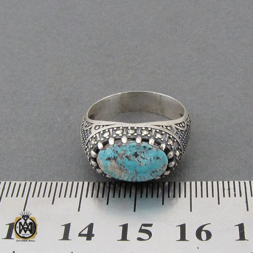 انگشتر فیروزه نیشابوری و مارکازیت مردانه - کد 10479 - تصویر 4