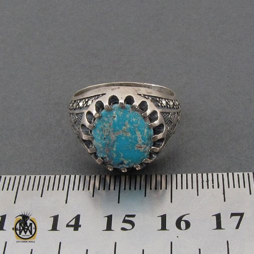 انگشتر فیروزه نیشابوری و مارکازیت مردانه - کد 10480 - تصویر 4