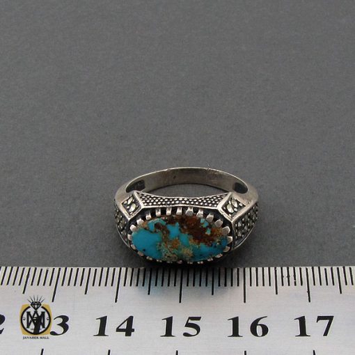 انگشتر فیروزه نیشابوری و مارکازیت مردانه - کد 10481 - تصویر 4