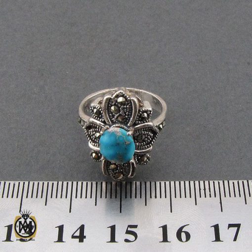 انگشتر فیروزه نیشابوری و مارکازیت طرح هست زنانه - کد 2230 - تصویر 4