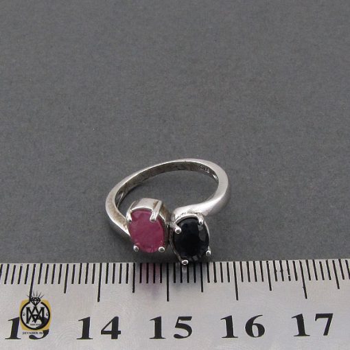 انگشتر یاقوت سرخ و کبود طرح نیلوفر زنانه - کد 2238 - تصویر 4