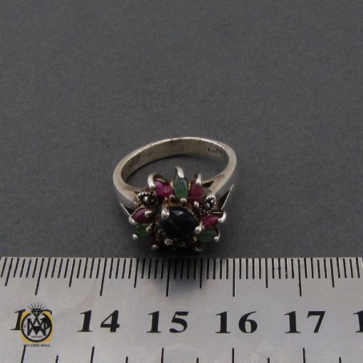 انگشتر یاقوت سرخ و کبود و زمرد طرح آرزو زنانه - کد 2239 - تصویر 4