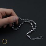 4 تسبیح 33 دانه نقره گرد طرح شبکه - کد 4323 - تصویر 4