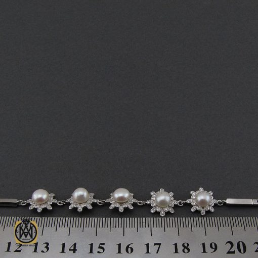 دستبند مروارید پرورشی طرح نادیا زنانه - کد 1083 - تصویر 4