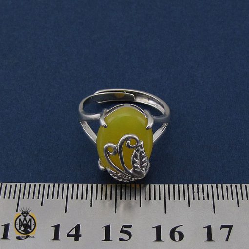 انگشتر عقیق زرد با حکاکی شرف الشمس طرح دیبا زنانه - کد 2253 - تصویر 4