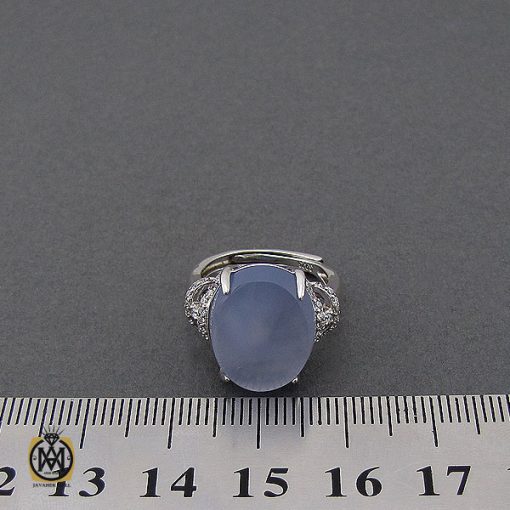 انگشتر عقیق کبود یمن طرح سروین زنانه - کد 2257 - تصویر 4