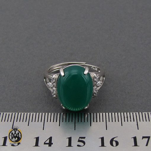 4 انگشتر عقیق سبز طرح شکوفه زنانه - کد 2260 - تصویر 4