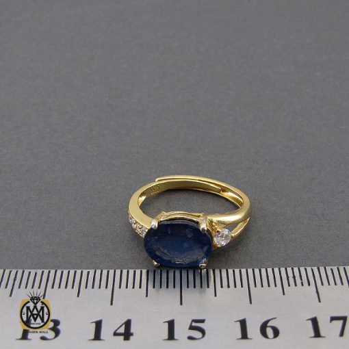 انگشتر یاقوت کبود خوش رنگ طرح عسل زنانه - کد 2265 - تصویر 4