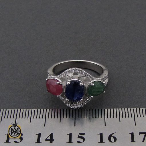 4 انگشتر یاقوت و زمرد زنانه اصل و معدنی طرح غنچه - کد 2267 - تصویر 4