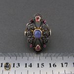 انگشتر الماس اصل و تانزانایت طرح گلشن زنانه - کد 2182 - تصویر 4