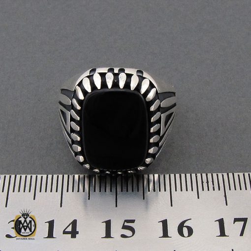 انگشتر عقیق مشکی مردانه - کد 10427 - تصویر 4