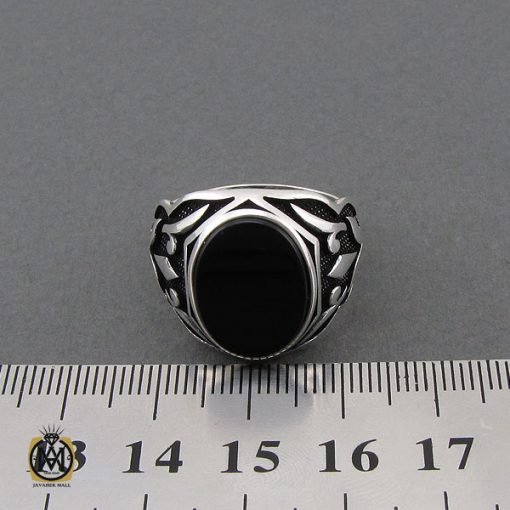 انگشتر عقیق مشکی مردانه - کد 10429 - تصویر 5